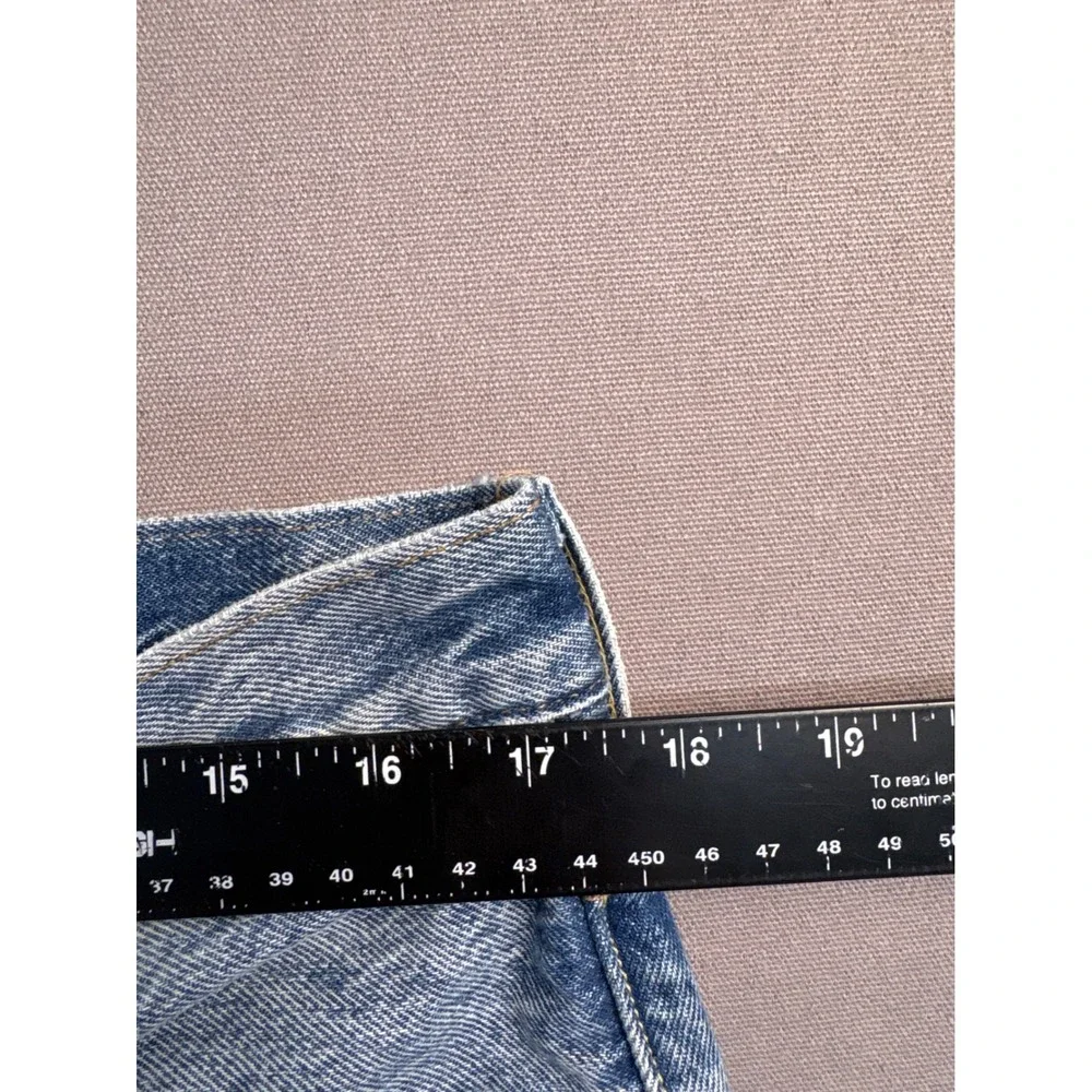 Levis 501 Patchwork Distressed Straight Leg Jeans Blue Denim Button Fly Mens 34